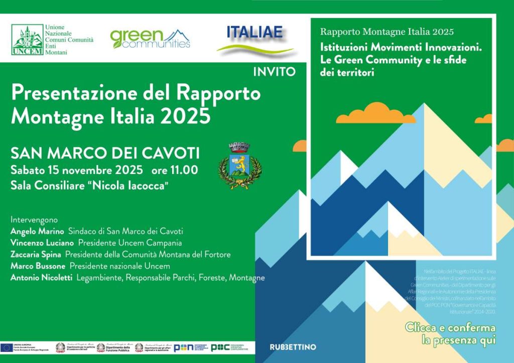 ‘Montagne Italia 2025’ di UNCEM: scenari e relazioni fra piccoli comuni, parchi e aree metropolitane