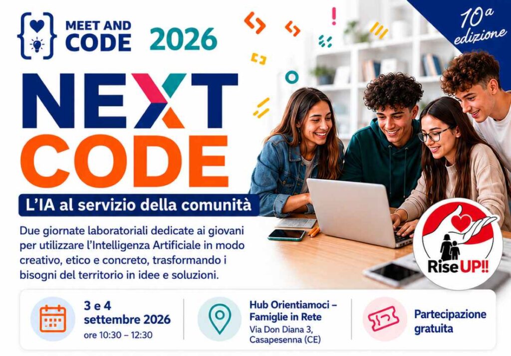 NEXT CODE a Casapesenna, l’Intelligenza Artificiale al servizio della comunità: protagonisti i giovani